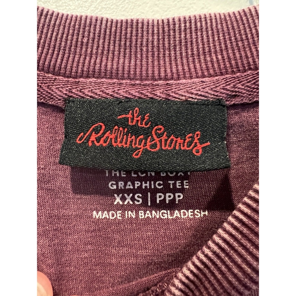 The Rolling Stones Cotton On Graphic Tee Shirt Boxy Oversized Burgundy XXS Merch - Picture 3 of 6